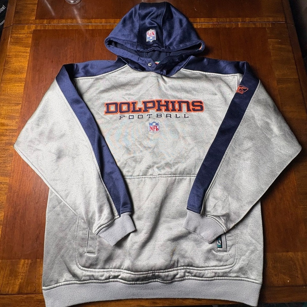 Miami Dolphins Reebok NFL Team Apparel Pullover Hoodie Large